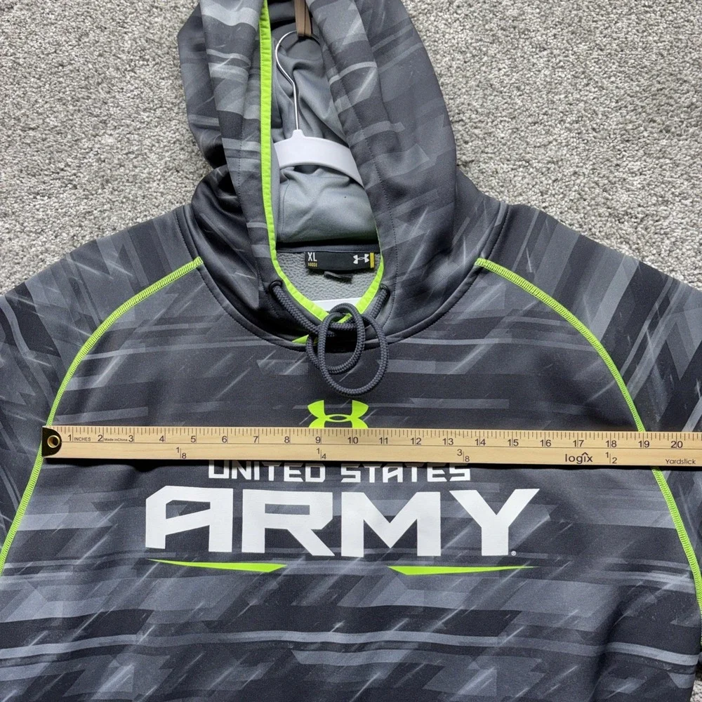 Under Armour US Army Hoodie Mens  XL Gray Camo Striped Loose Fit Pocket‎ *RARE*